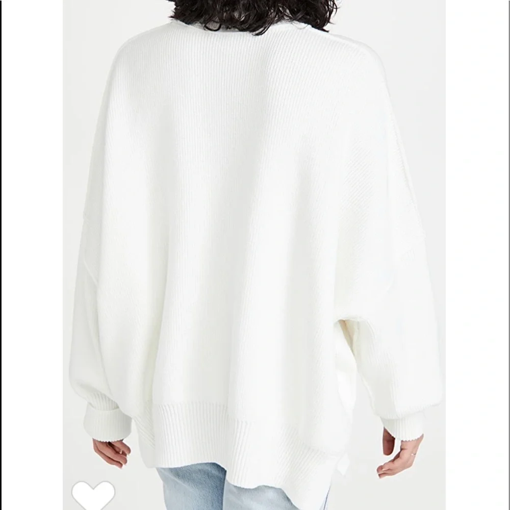 Free People Cozy Oversized Crewneck Sweater in White